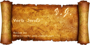 Verb Jenő névjegykártya